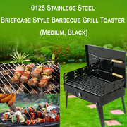 0125 Stainless Steel Briefcase Style Barbecue Grill Toaster (Medium, Black) - Your Brand