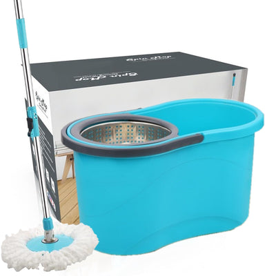 1158 Heavy Duty Microfiber Spin Mop with Plastic Bucket (Multicolour) - Your Brand