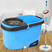 1159 Heavy Duty Microfiber Spin Mop with Plastic Bucket (Multicolour) - Your Brand