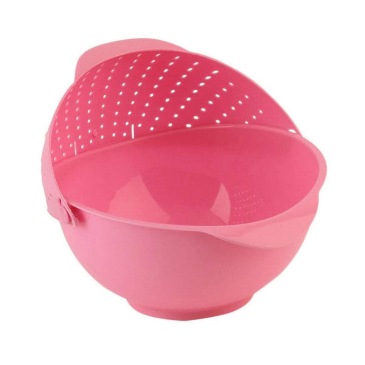 2145 Plastic Revolving Multi Functional Rice, Vegetable Fruit Wash Basket Bowl (Multi Colour) - Your Brand