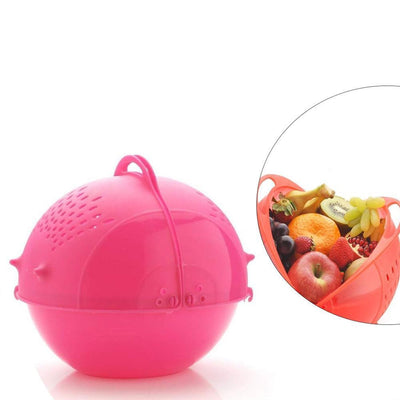 2145 Plastic Revolving Multi Functional Rice, Vegetable Fruit Wash Basket Bowl (Multi Colour) - Your Brand