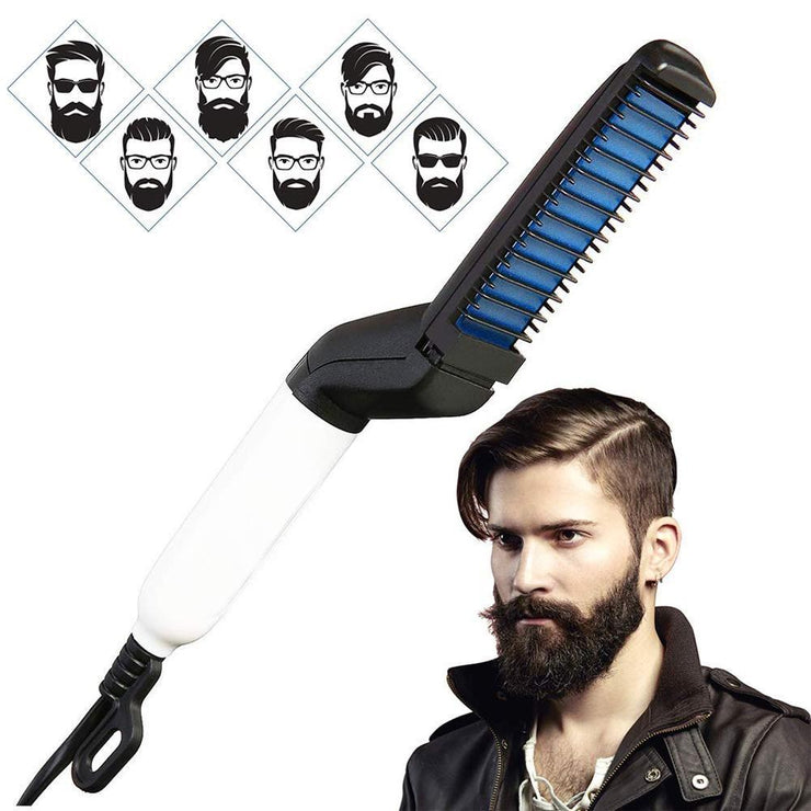 0348 Men's Beard and Hair Curling Straightener (Modelling Comb) - Your Brand