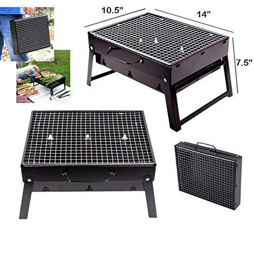 0126 Folding Barbeque Charcoal Grill Oven (Black, Carbon Steel) - Your Brand