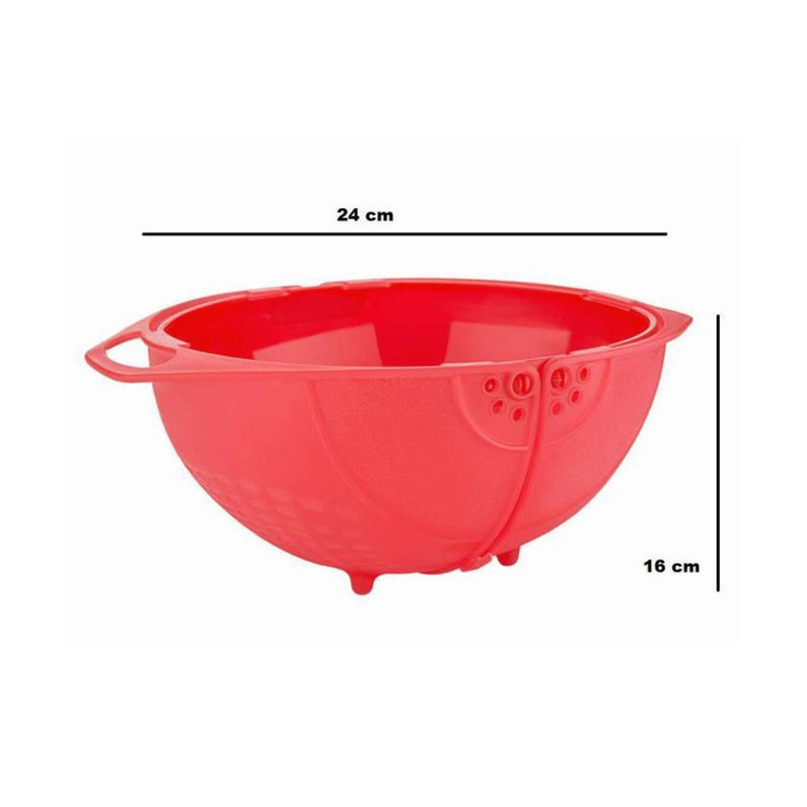 2145 Plastic Revolving Multi Functional Rice, Vegetable Fruit Wash Basket Bowl (Multi Colour) - Your Brand