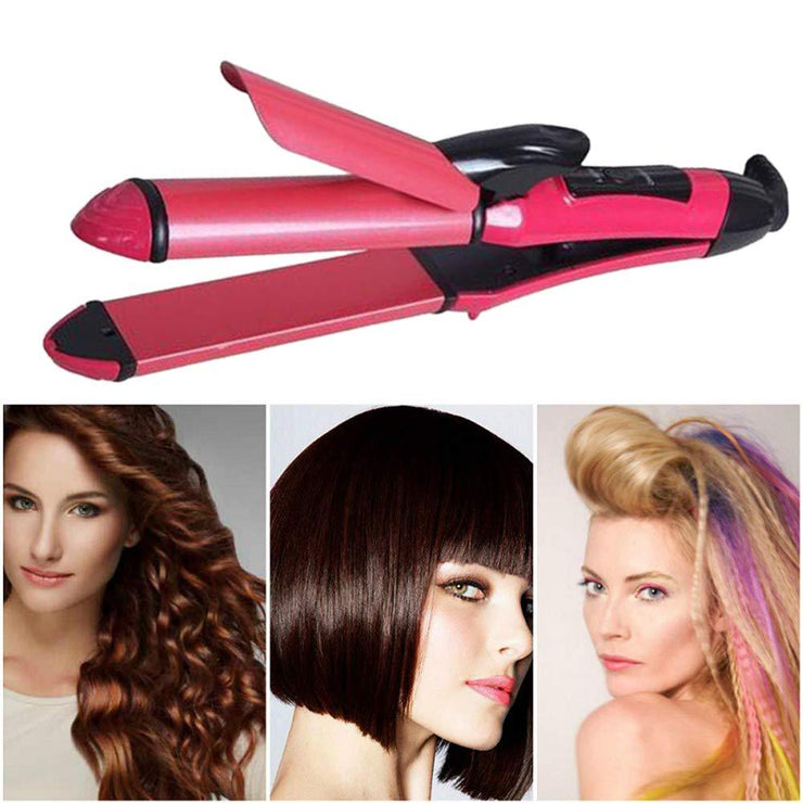 0385 2 in 1 Hair Straightener and Curler Machine For Women | Curl & Straight Hair Iron - Your Brand