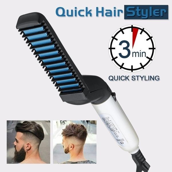 0348 Men's Beard and Hair Curling Straightener (Modelling Comb) - Your Brand