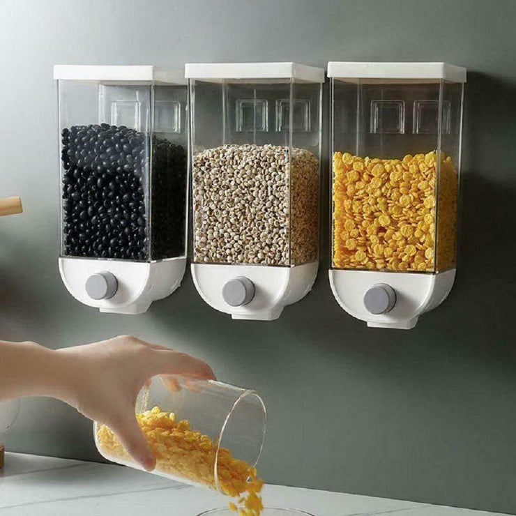 2325 Wall Mounted Cereal Dispenser Tank Grain Dry Food Container (1500ML) (Multicolour) - Your Brand