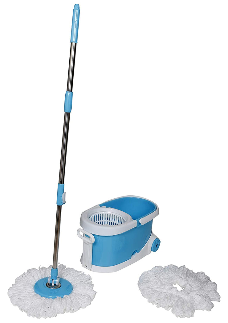 1268  Heavy Duty Microfiber Spin Mop with Plastic Bucket - Your Brand