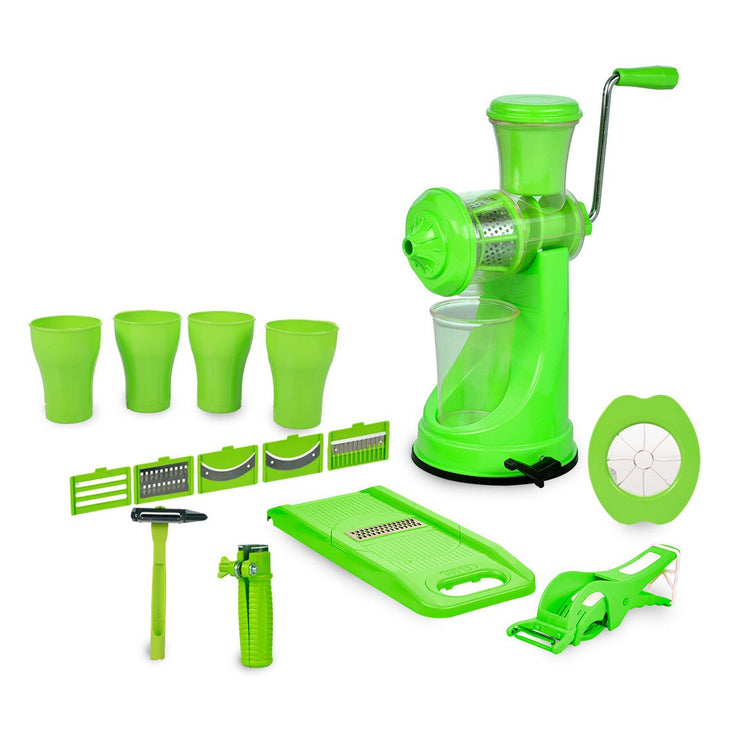 2042 Kitchen Combo - Juicer, 6 in 1 Slicer, Vegetable Cutter, Corn Cutter, Spiral Cutter, 4 in 1 Peeler, Orange Peeler, Apple Cutter and 4pc Glasses - Your Brand